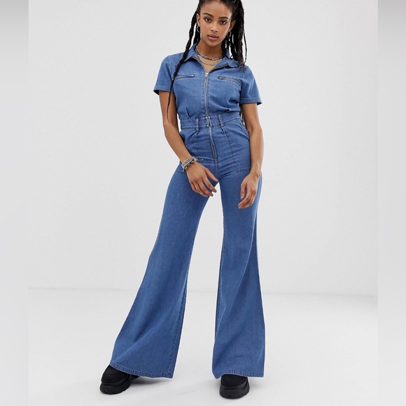 Demin Wide Leg Jumpsuit - Picture 1 of 7